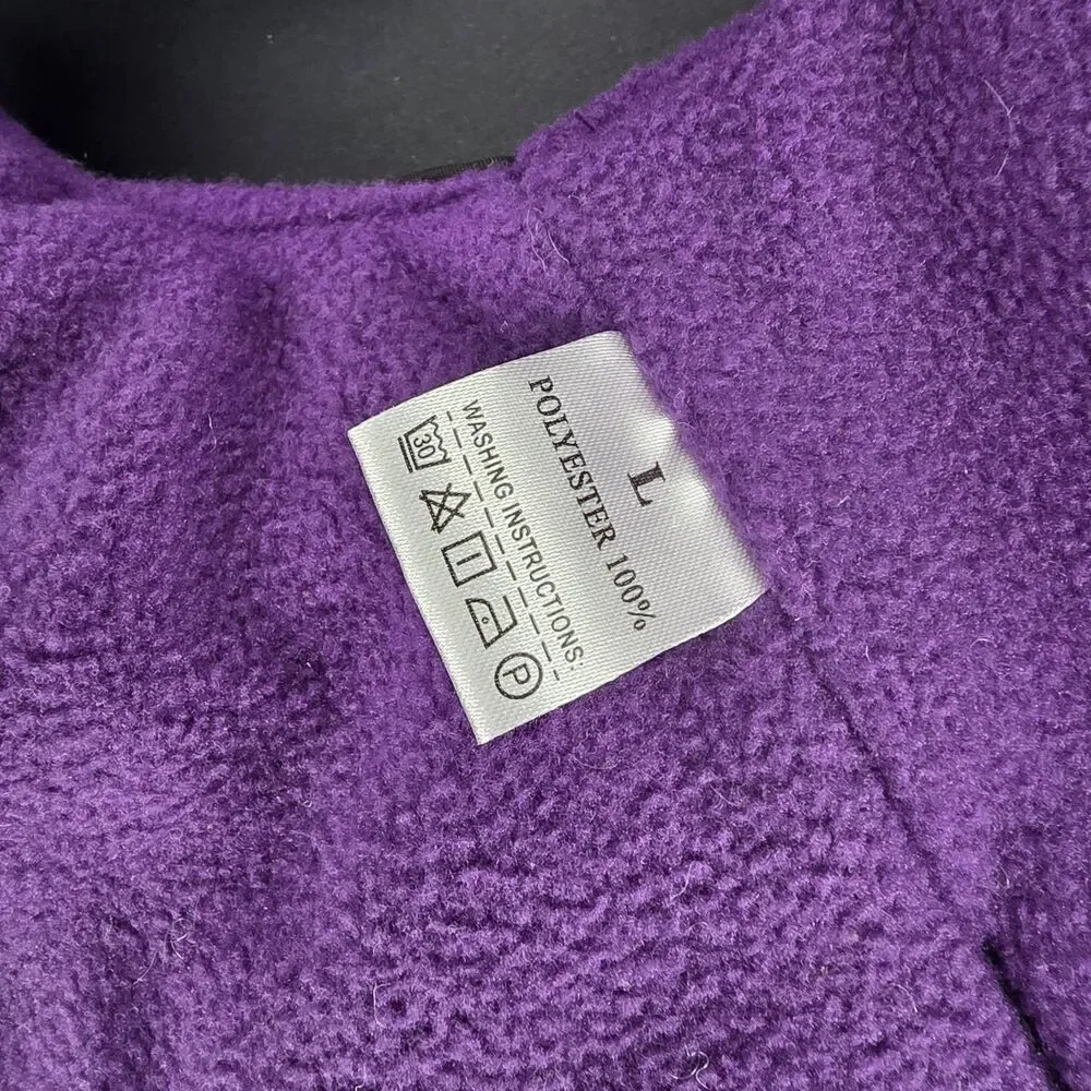 NorbiPet Dog Harness Jacket Large Black Purple Fleece Warm Adjustable Vest